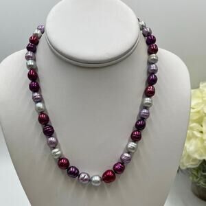 HONORA 925 Sterling‎ Silver Purple Gray Wine Cultured Freshwater Pearl Necklace